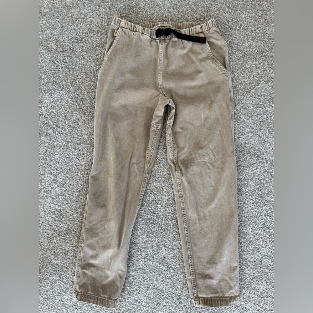 Casual Tan Elastic Waist Khakis